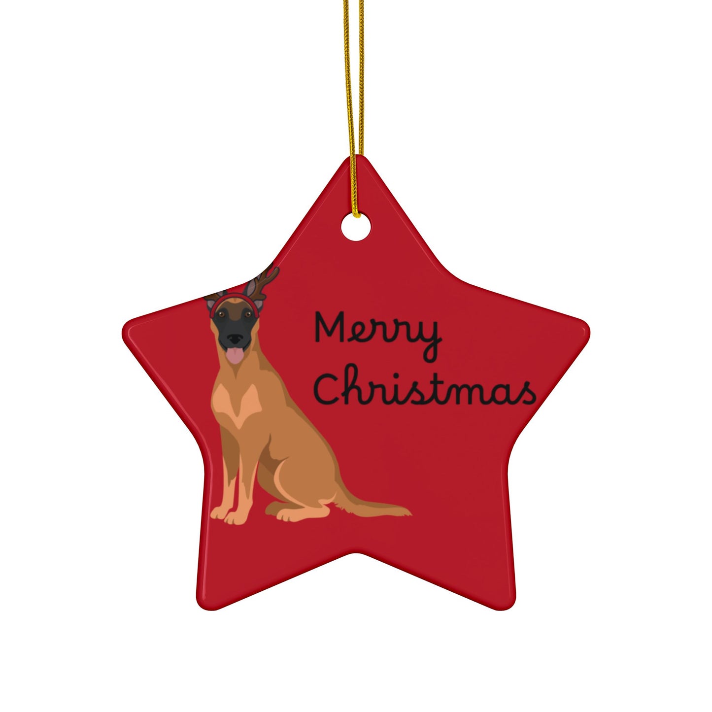 Ornament, Belgian Malinois in Reindeer Ears Merry Christmas Decoration