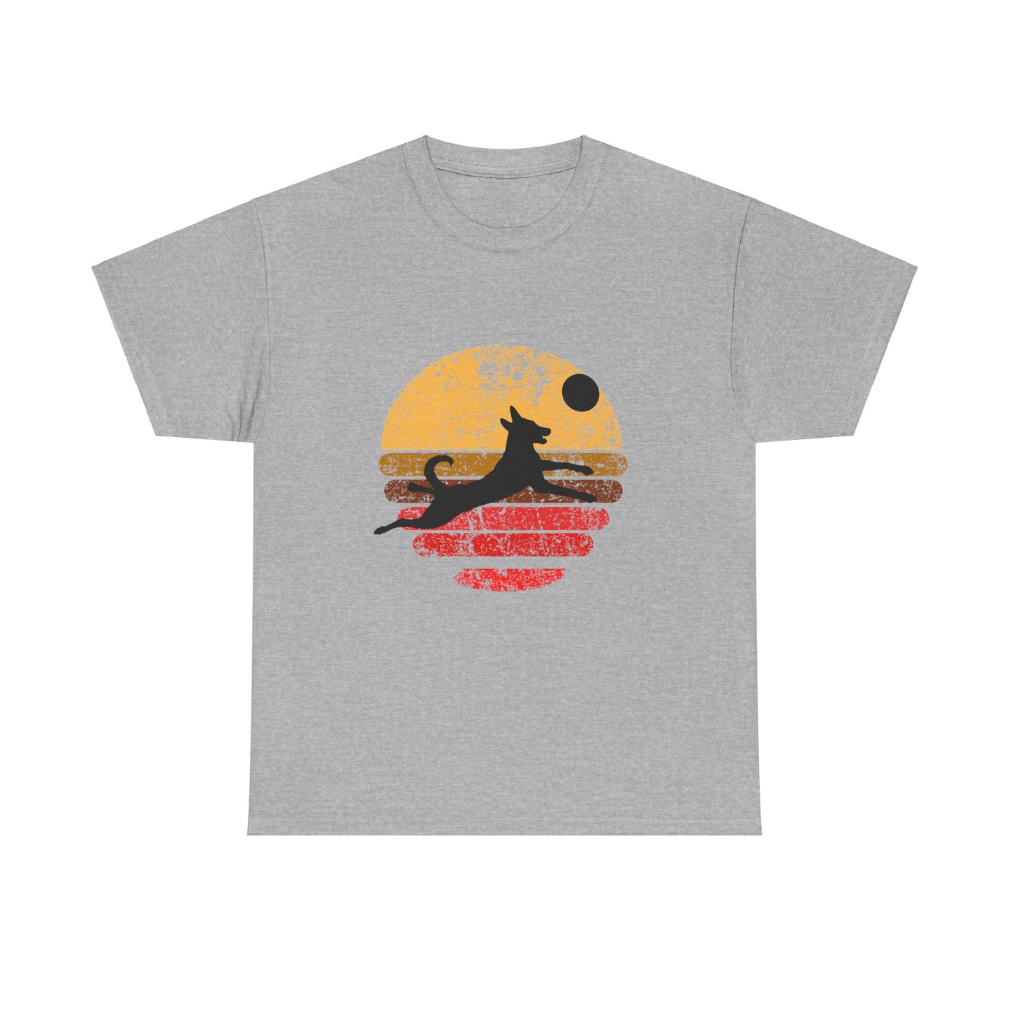 Dog Lover T-Shirt - Belgian Malinois Jumping for Frisbee at Sunset