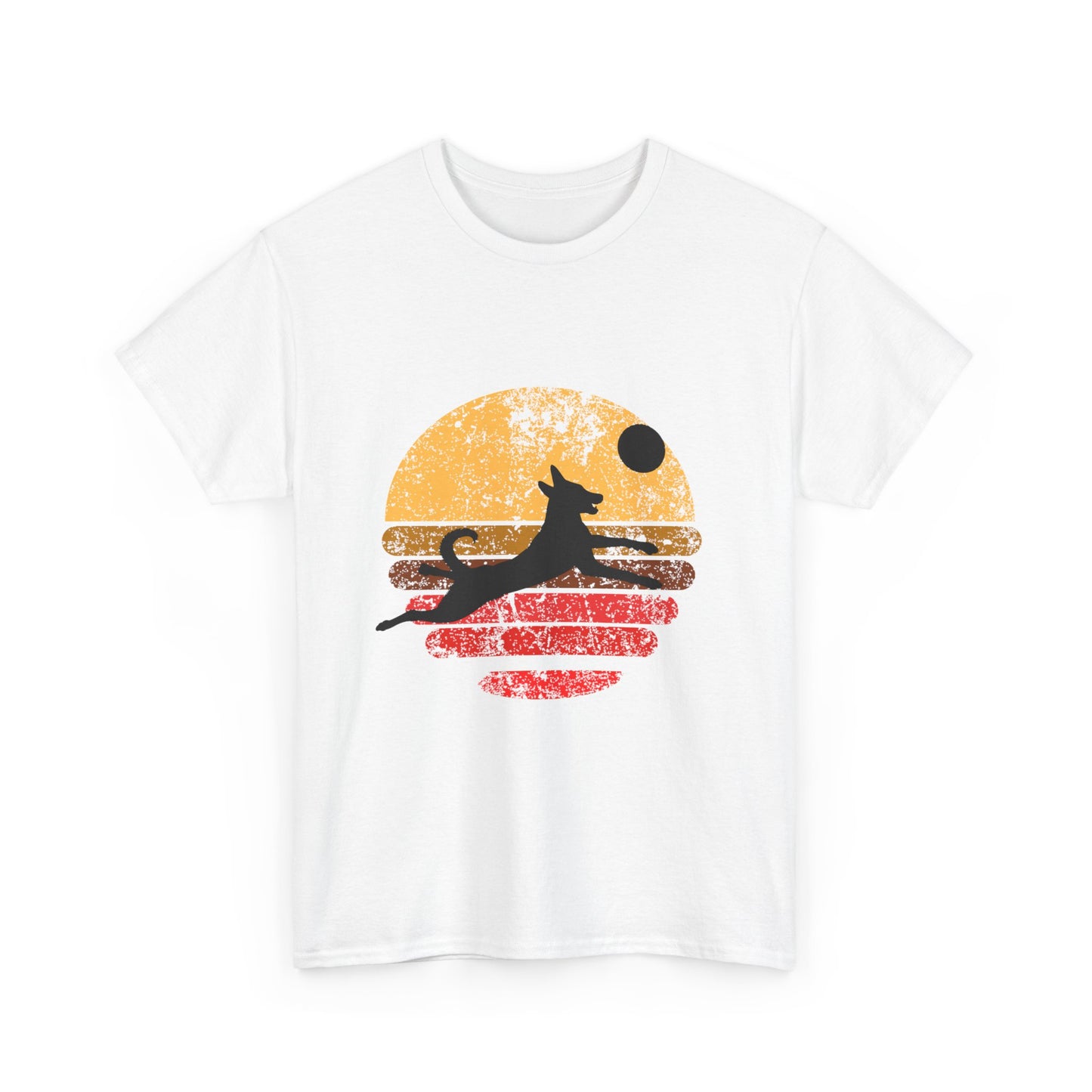 Dog Lover T-Shirt - Belgian Malinois Jumping for Frisbee at Sunset