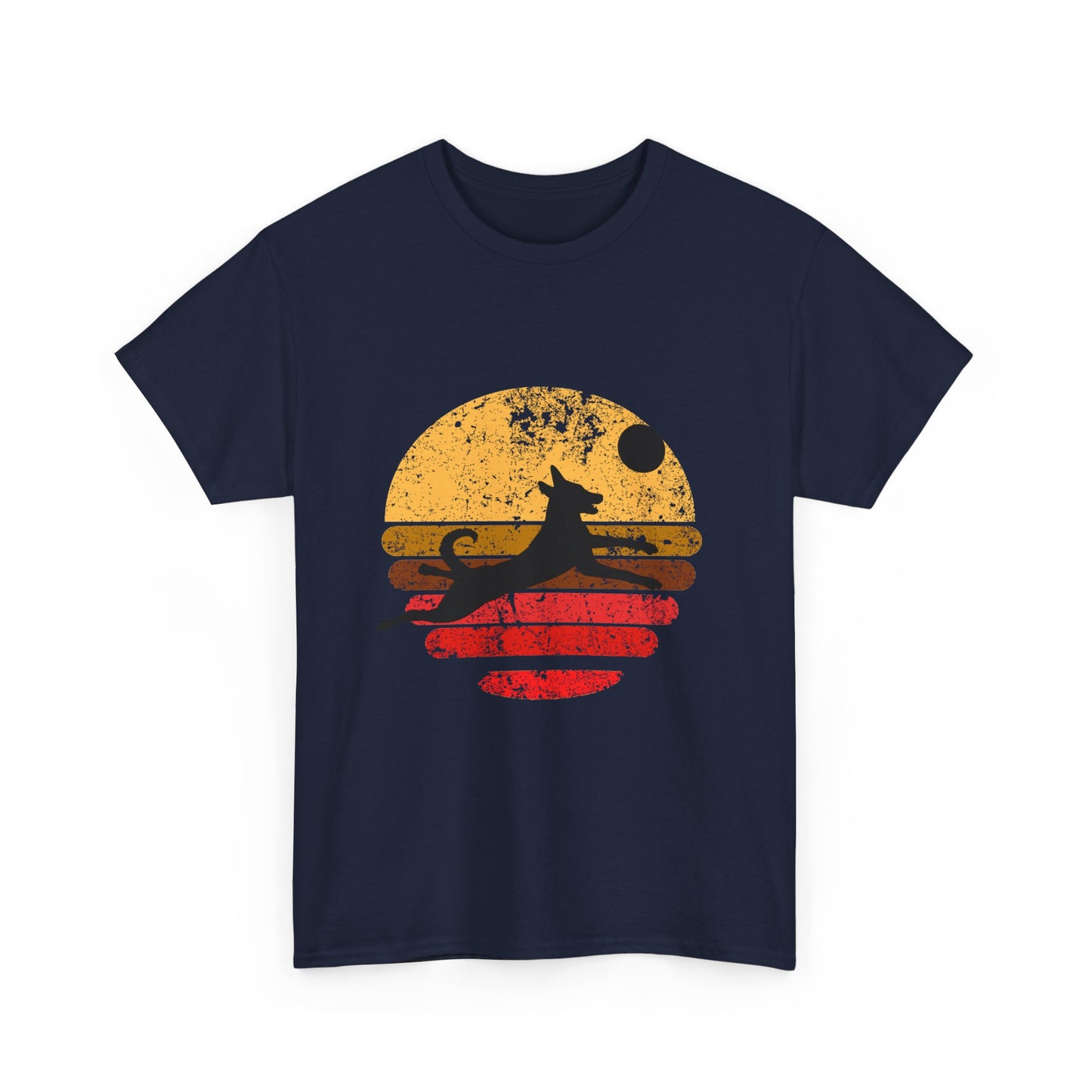 Dog Lover T-Shirt - Belgian Malinois Jumping for Frisbee at Sunset
