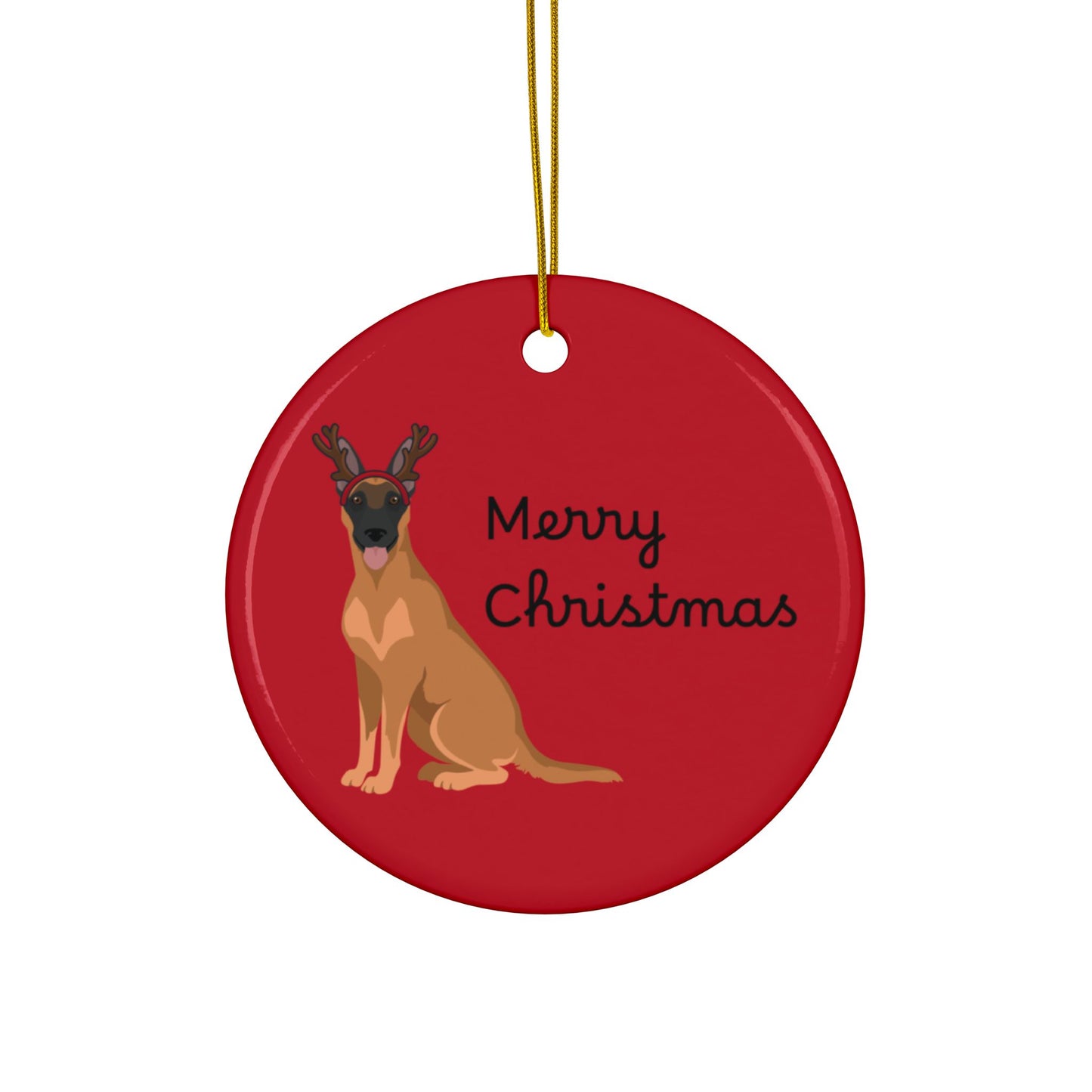 Ornament, Belgian Malinois in Reindeer Ears Merry Christmas Decoration