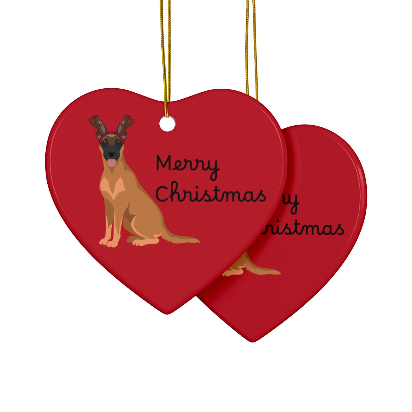Ornament, Belgian Malinois in Reindeer Ears Merry Christmas Decoration