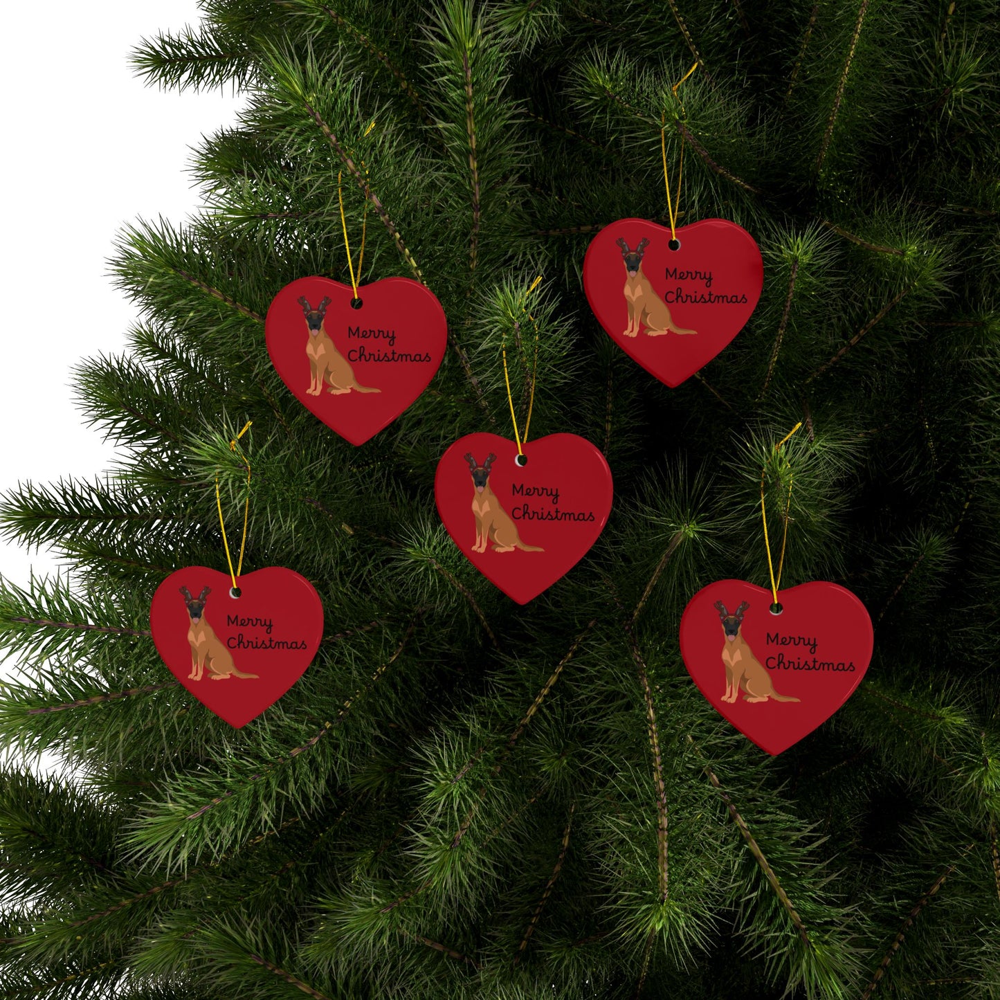 Ornament, Belgian Malinois in Reindeer Ears Merry Christmas Decoration