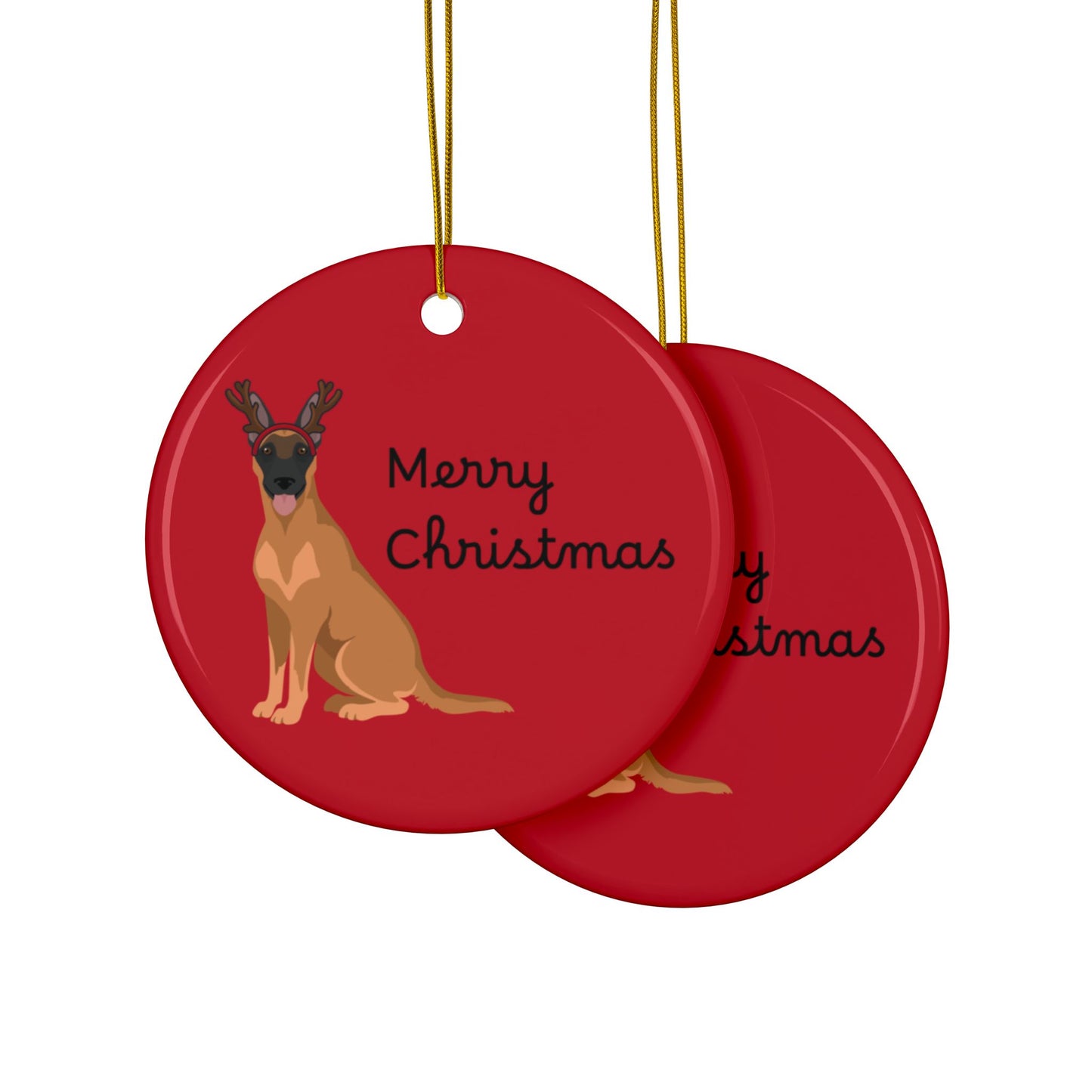 Ornament, Belgian Malinois in Reindeer Ears Merry Christmas Decoration