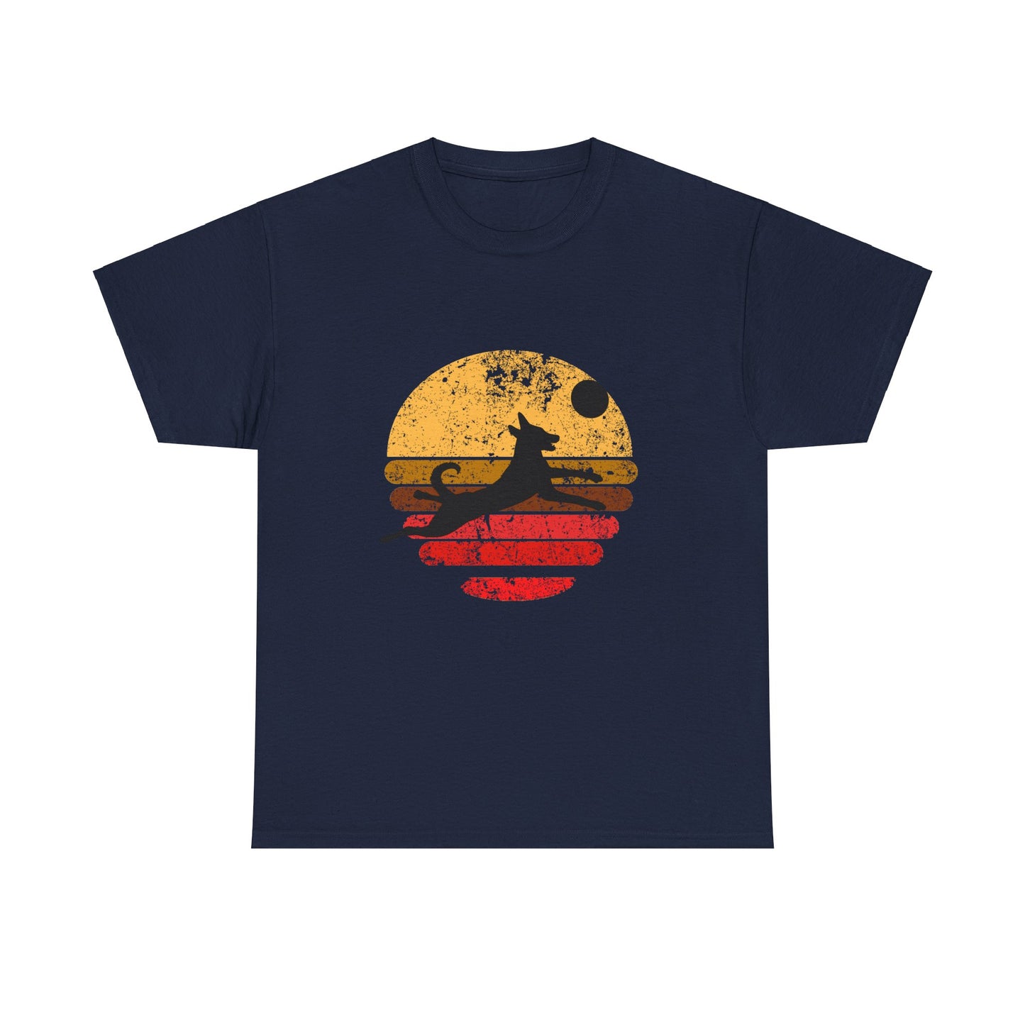 Dog Lover T-Shirt - Belgian Malinois Jumping for Frisbee at Sunset