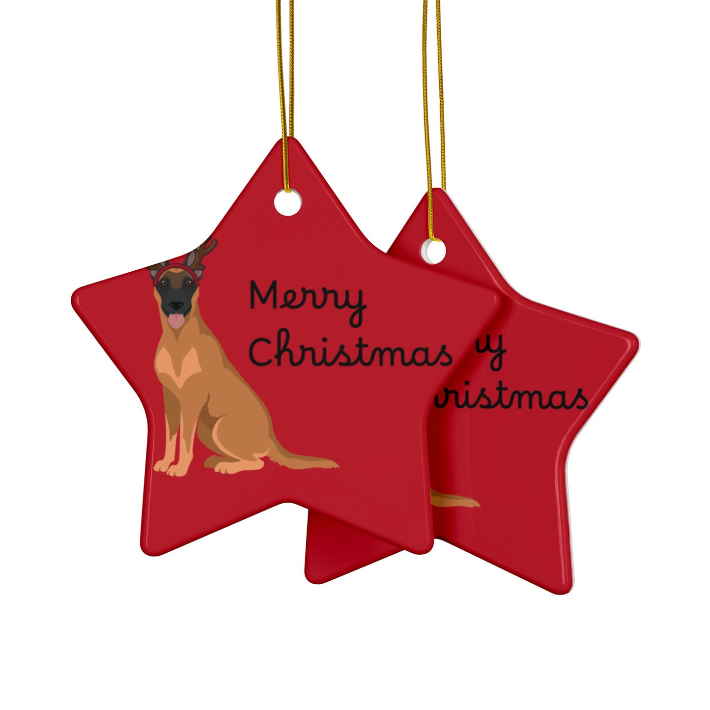 Ornament, Belgian Malinois in Reindeer Ears Merry Christmas Decoration