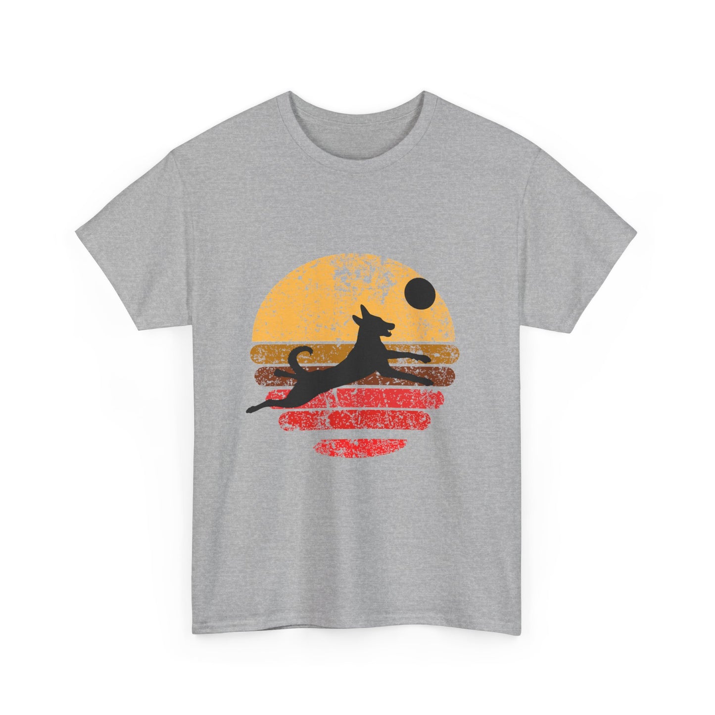 Dog Lover T-Shirt - Belgian Malinois Jumping for Frisbee at Sunset