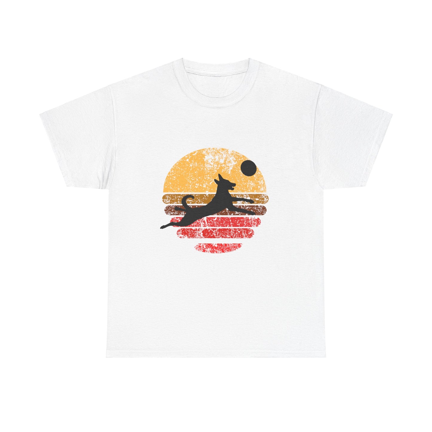 Dog Lover T-Shirt - Belgian Malinois Jumping for Frisbee at Sunset