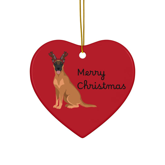 Ornament, Belgian Malinois in Reindeer Ears Merry Christmas Decoration