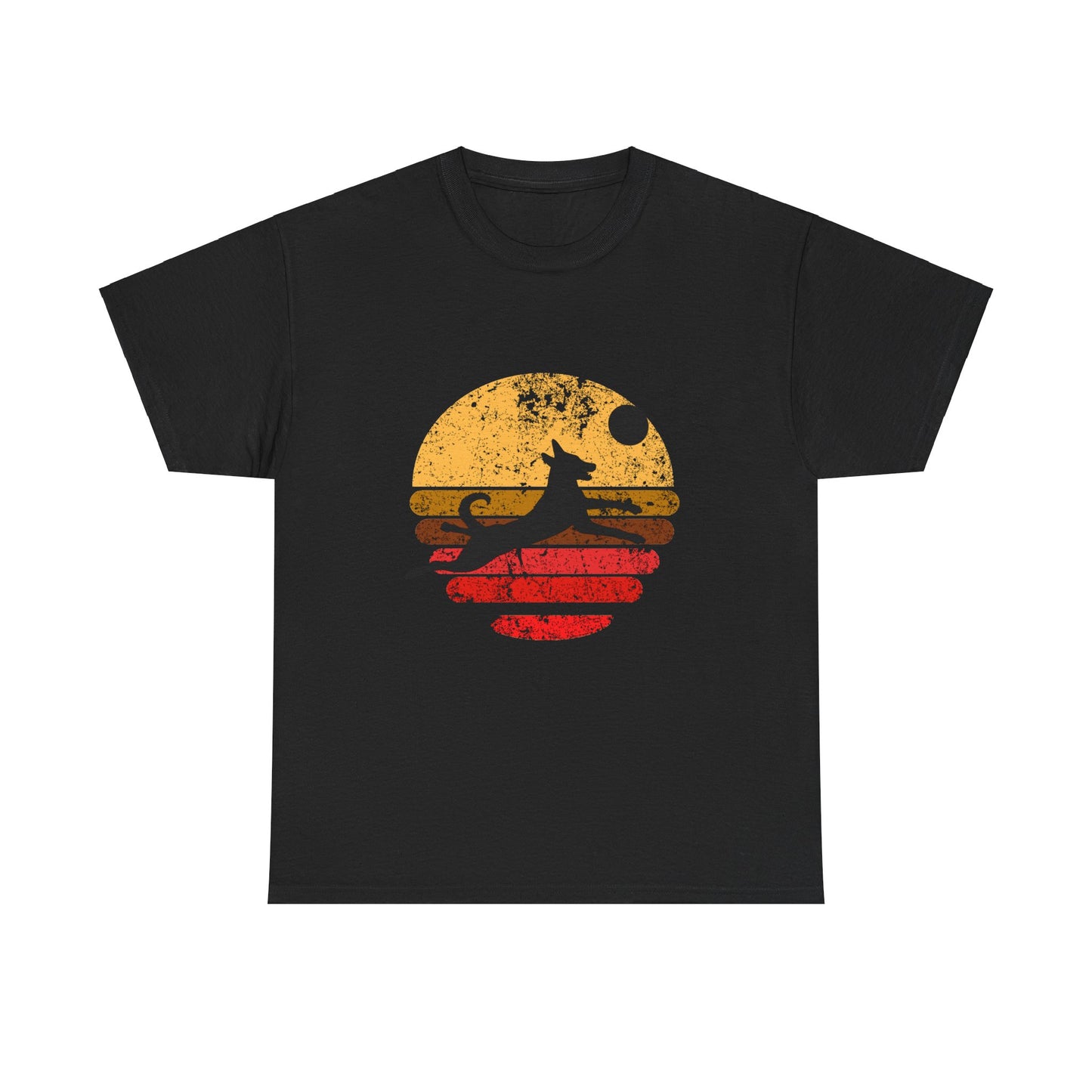 Dog Lover T-Shirt - Belgian Malinois Jumping for Frisbee at Sunset