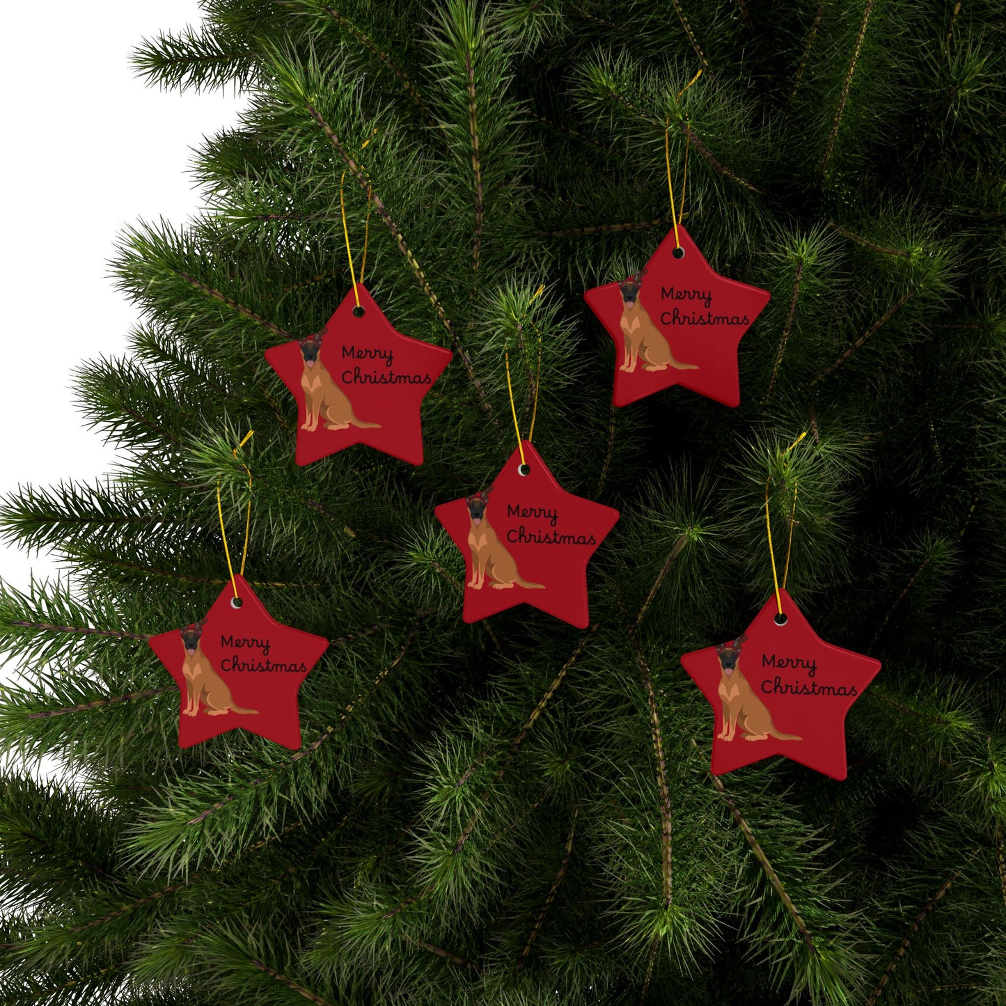 Ornament, Belgian Malinois in Reindeer Ears Merry Christmas Decoration